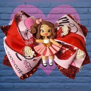 Valentines love candy hair bow